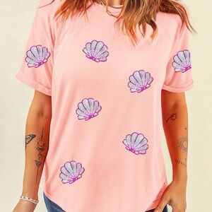 Pink Sequin Seashell Top
